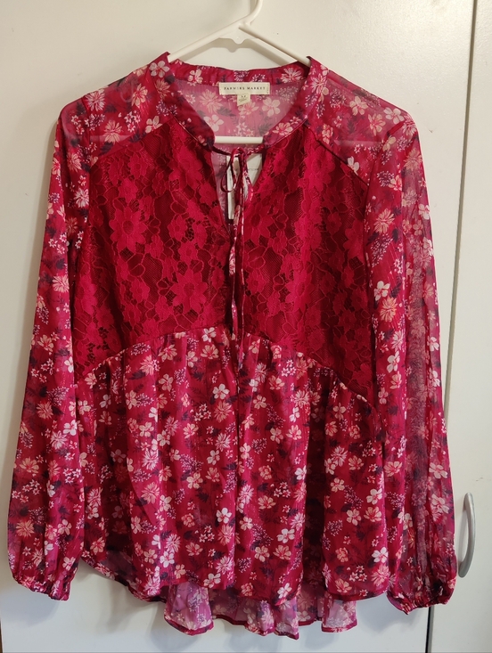 Farmers Market Tops - Farmers Market Womens Floral Lace Blouse